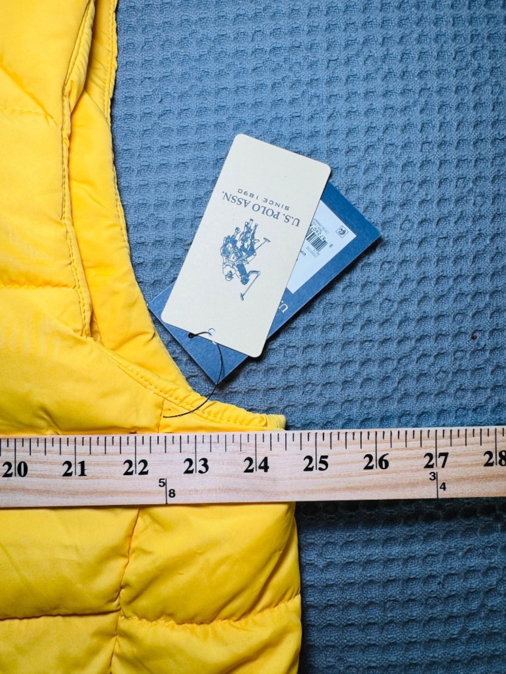 U.S. Polo Assn. Men's XL Puffer Vest Butter Yellow Quilted Midweight Zip New - Picture 10 of 12